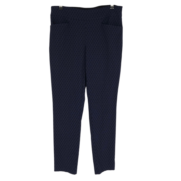 PGA Tour Pants - PGA Tour Golf Straight Leg Pants Navy Blue Polka Dot Pull On High Rise Large